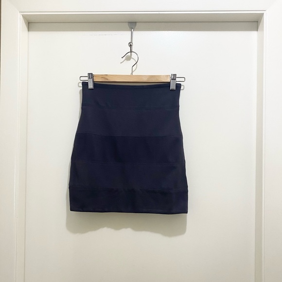 Talula Stretch Band Mini Skirt with Zip Grey Blue Charcoal 4 - Picture 3 of 10